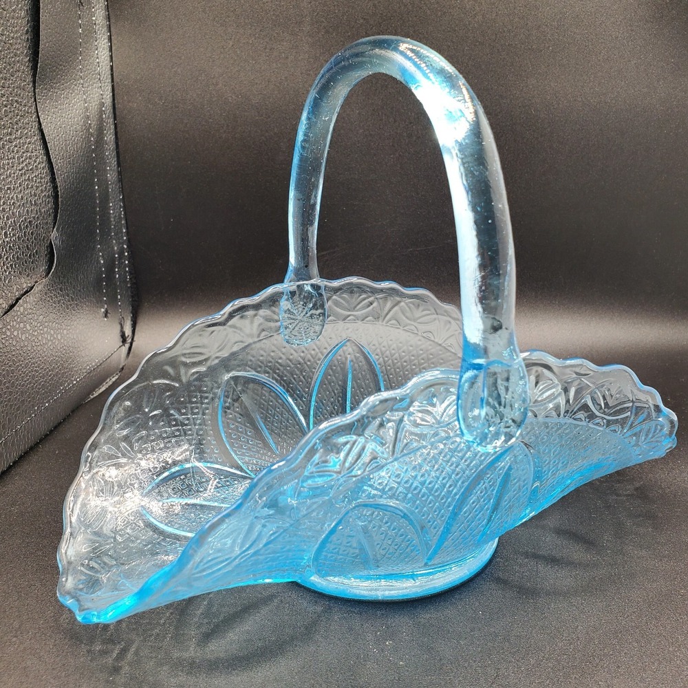 Fenton Ice Blue Glass Bride's Basket made for Princess House 2727I216 9.50 wide